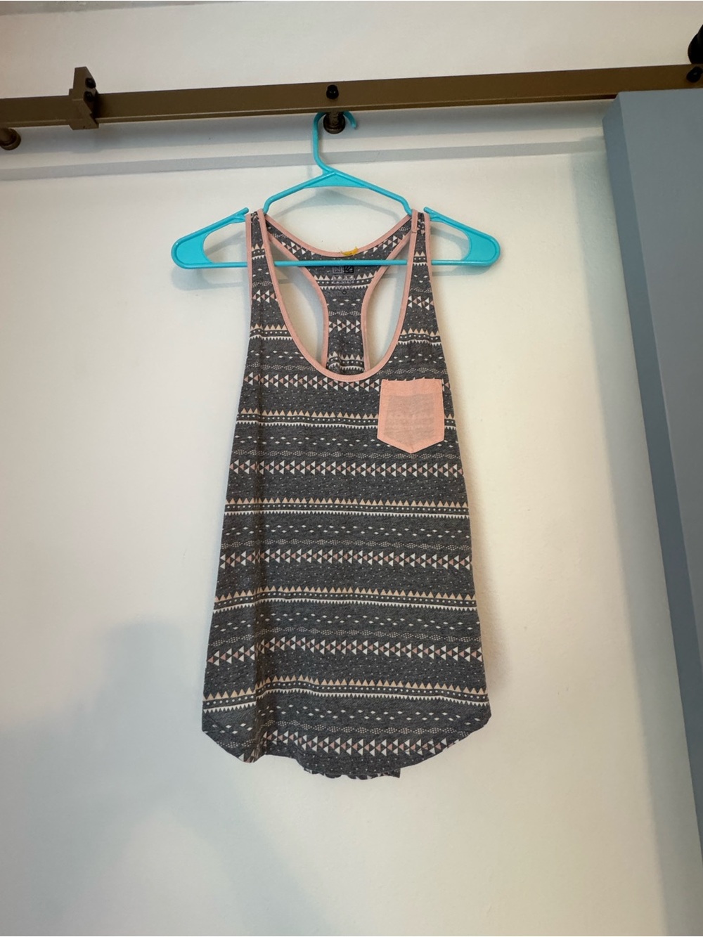 Women’s Geometric Pink & Gray Racerback Tank Top- Medium, Nollie Brand Pacsun